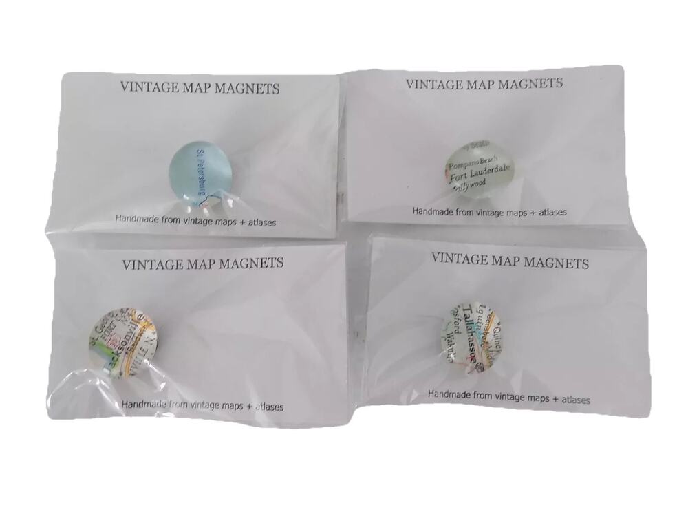 Map magnets vintage maps Florida cities NEW
